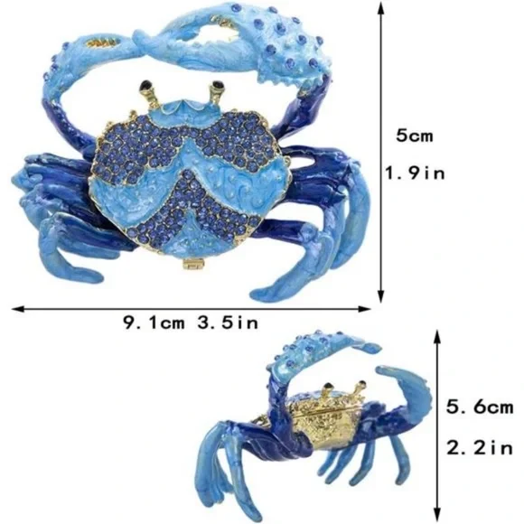 Crab Jewelry Trinket Boxes Hinged Animal Jeweled Trinket Box Decorative New Jewelry Organizers